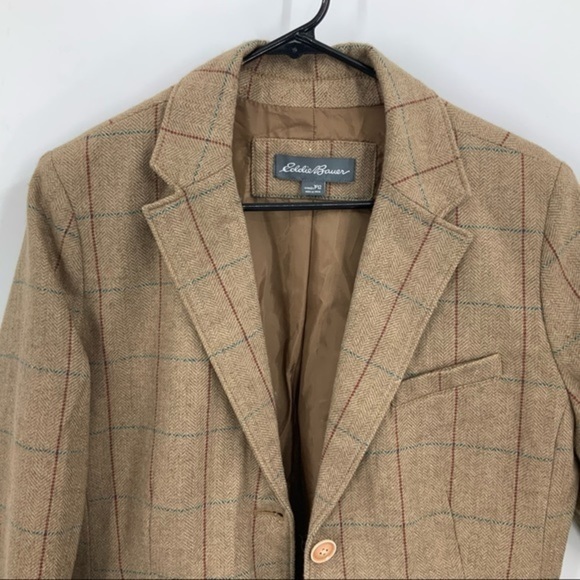 Eddie Bauer wool blend herringbone check double button lined blazer jack… - Picture 5 of 16